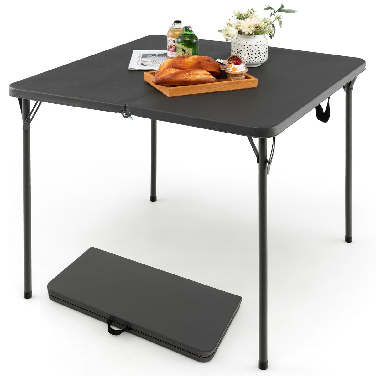 Photos - Outdoor Furniture Costway Folding Camping Table with All-Weather HDPE Tabletop & Rustproof Steel Frame - Camping Table -GR NP10740GR
