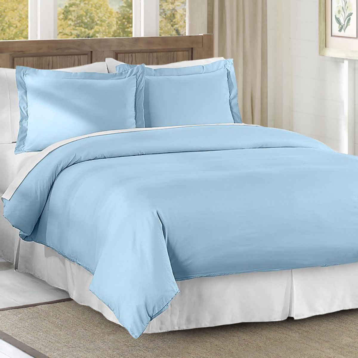 Photos - Bed Linen Private Label 3-Piece Solid Duvet Set - Twin-Light Blue MW001C