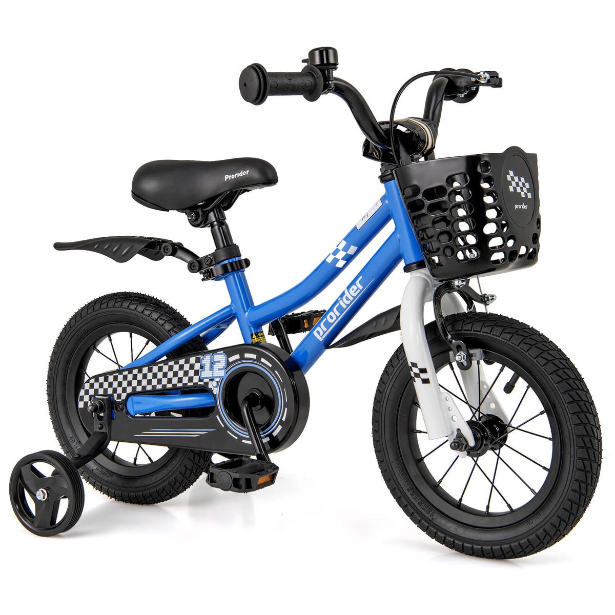 Photos - Bike Costway Kid's  with Removable Training Wheels and Basket - Blue-18'' TS10085NY-18 