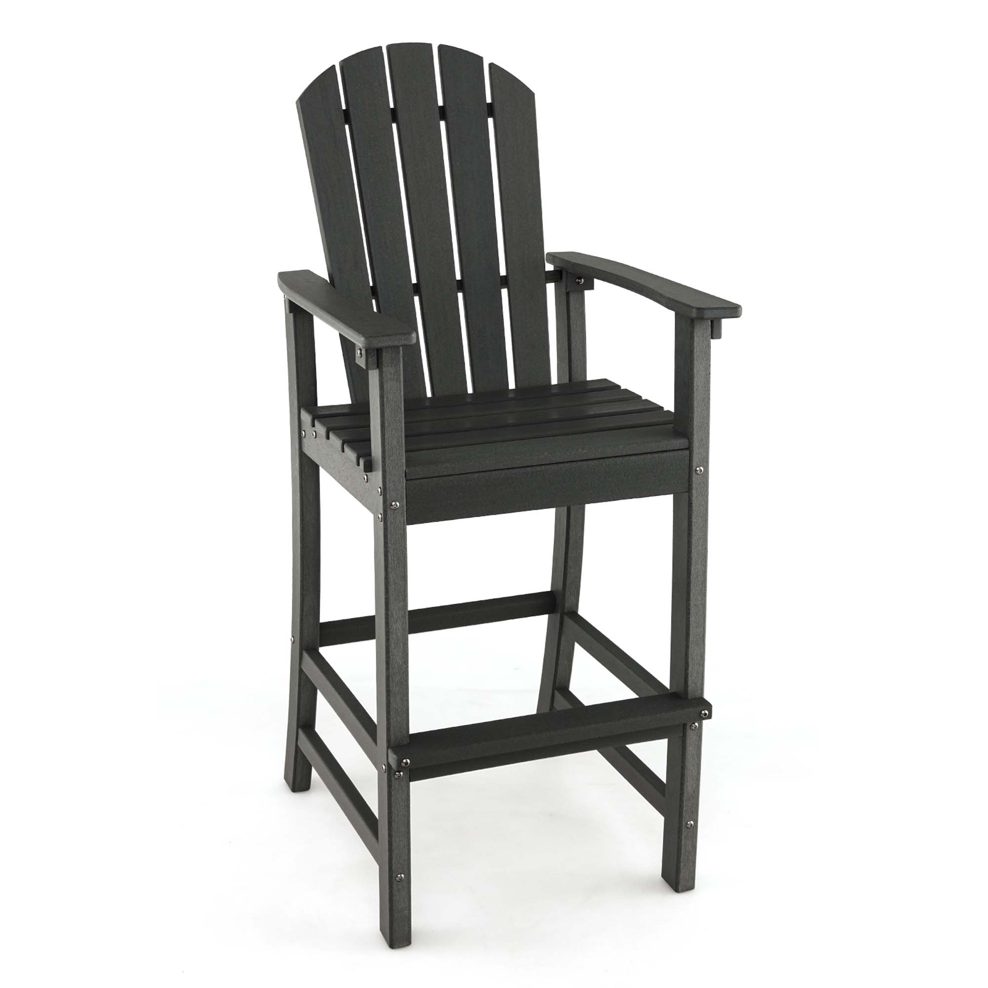Photos - Garden Furniture Costway Outdoor HDPE Bar-Height Patio Chair - Black NP10897DK 