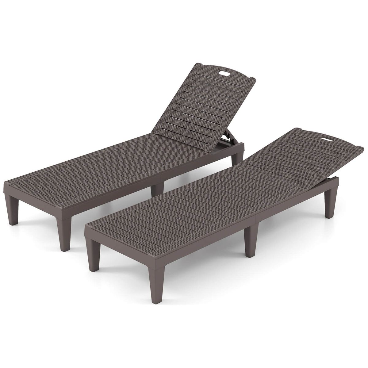 Photos - Sofa Costway Chaise Lounge Chairs with 5-Position Adjustable Backrest - Brown- 2-Pack HCST08597 (Set of 2)