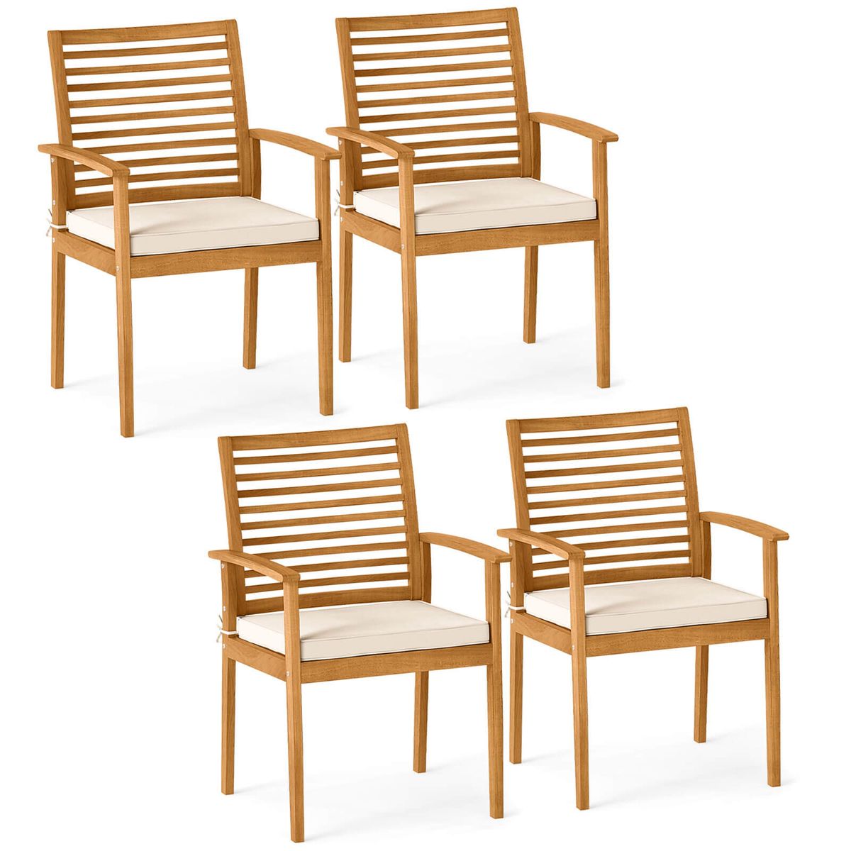 Photos - Garden Furniture Costway Patio Dining Chairs with Slatted Back - 4-Piece HCST08708 