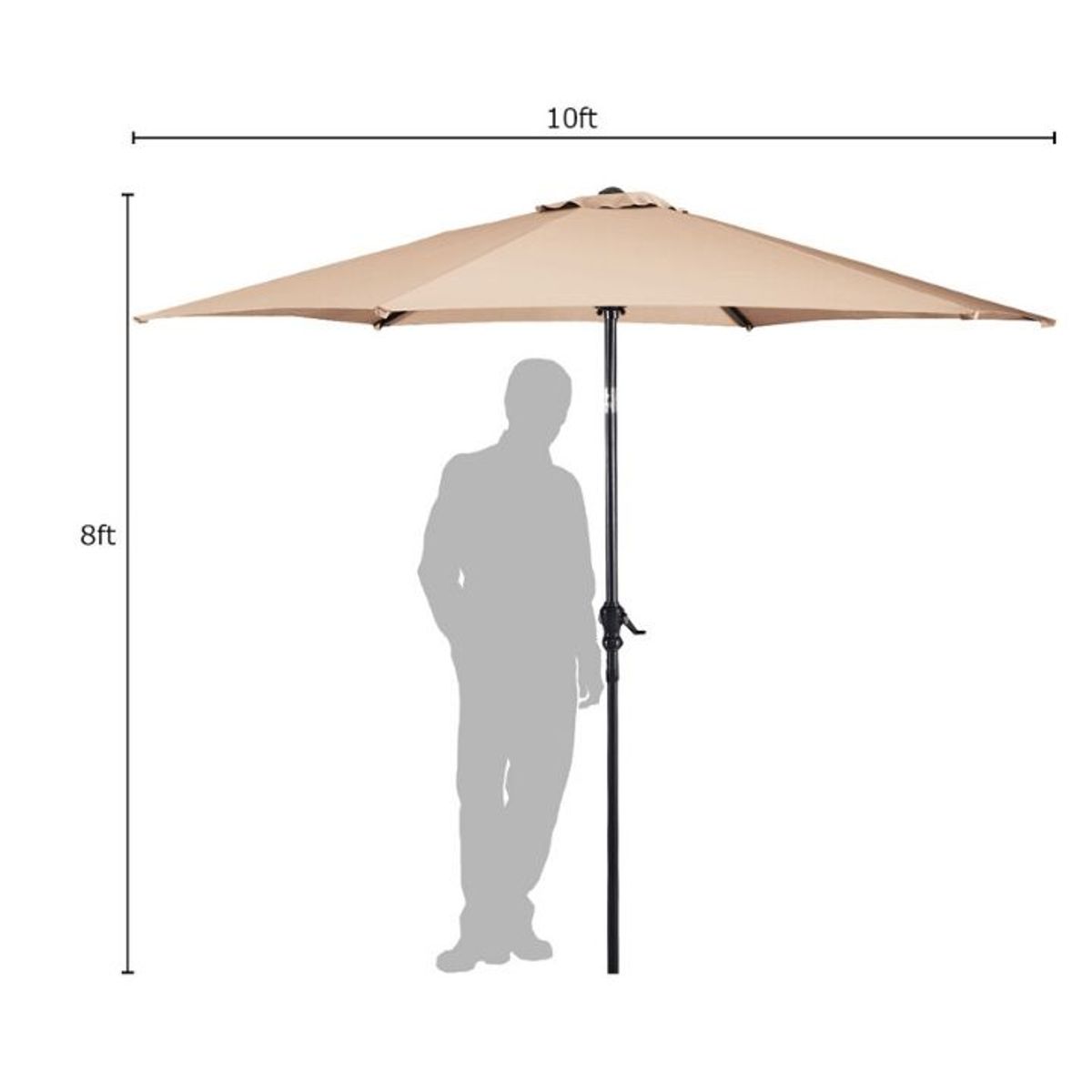 Photos - Parasol Costway Beige 9-ft or 10-ft 6-Rib Outdoor Tilt Umbrella with Crank - 10ft - Beige OP2807BE-UNTILGONE