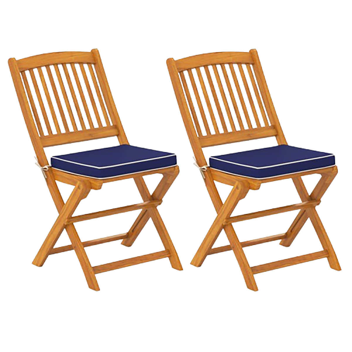 Photos - Chair Costway Outdoor Folding with Seat Cushions - Folding -Navy HCST05395 (Set of 2)