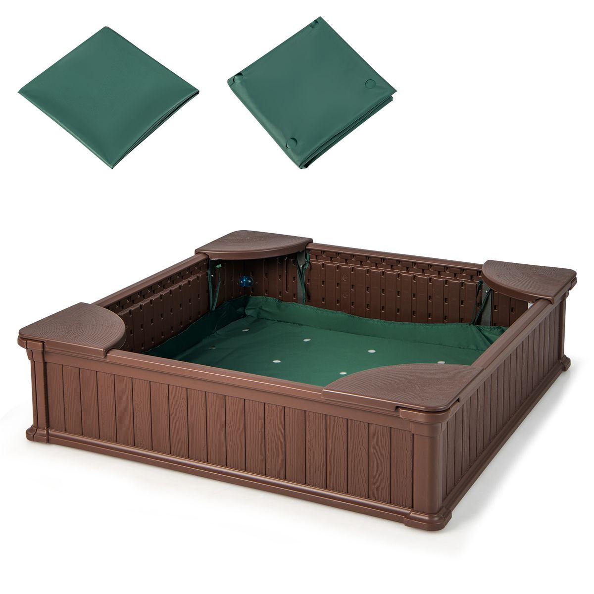 Photos - Sandbox Costway Kids' Large Outdoor  - Brown HWM000240 