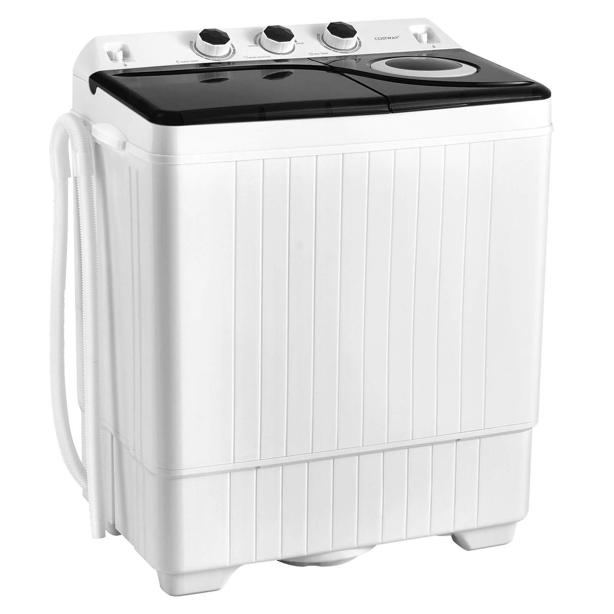 Photos - Washing Machine Costway 26lbs Portable Semi-Automatic Twin Tub  - Black HCST08458 