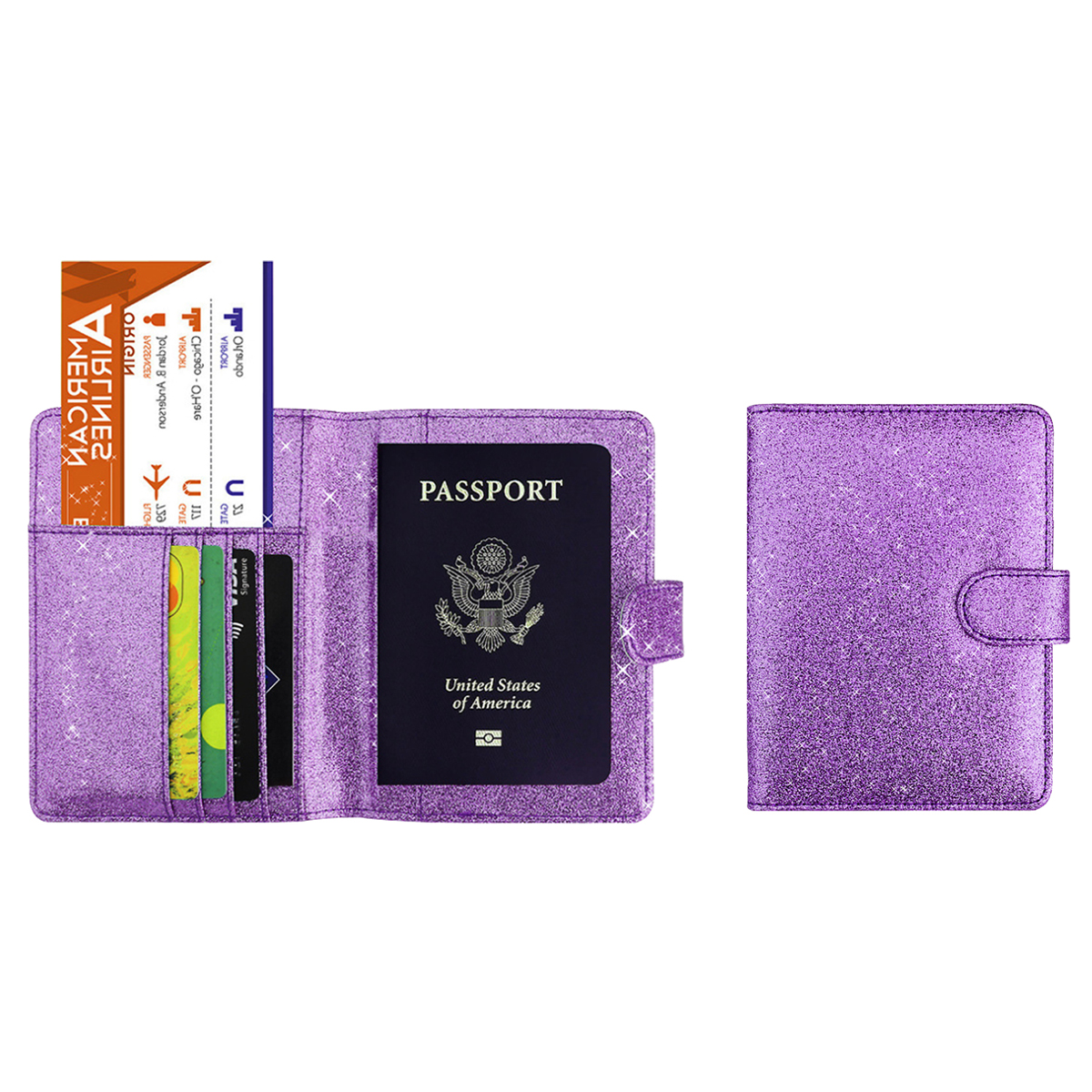 Photos - Travel Bags LUXURY LIVING Multi Function Glitter Bling RFID Passport Organizer - Purple TI-CASPH-PUR