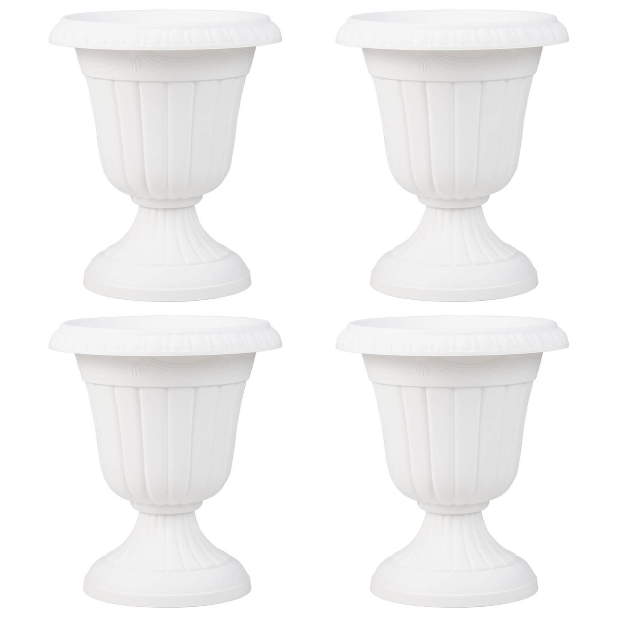 Photos - Flower Pot Costway 18" Tall Vintage Planter Set with Pedestal Base  - White, 4-Piece HCST08559 (2- or 4-Piece)