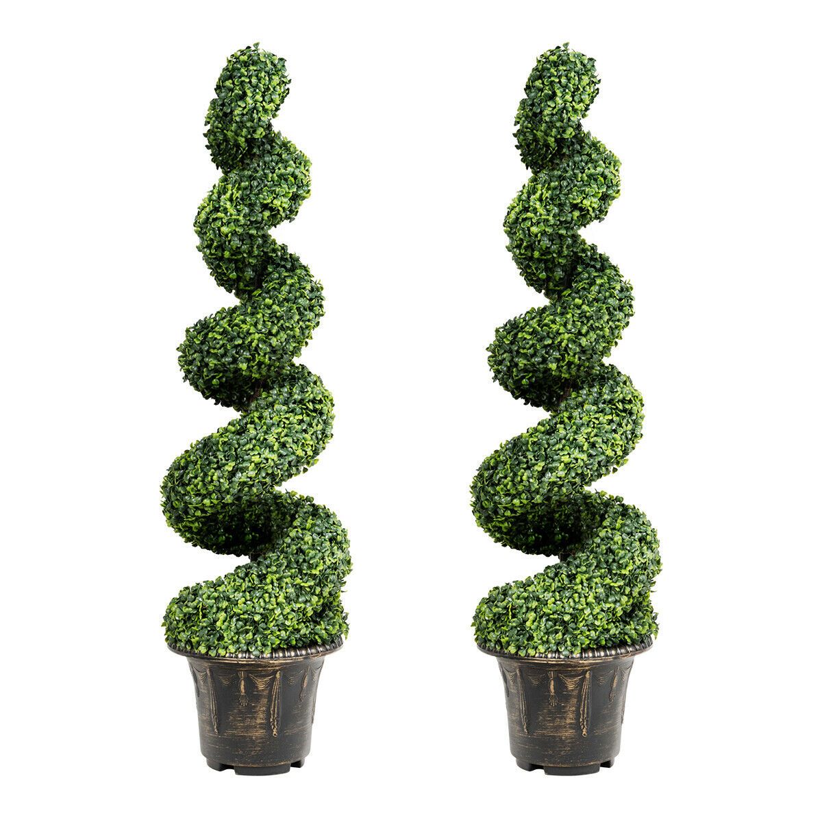 Photos - Other Decoration Costway 4-Foot Artificial Boxwood Spiral Tree with Green Leaves  -  4-Feet Artificial -2 HW66555-2 (1 or 2-Pack)