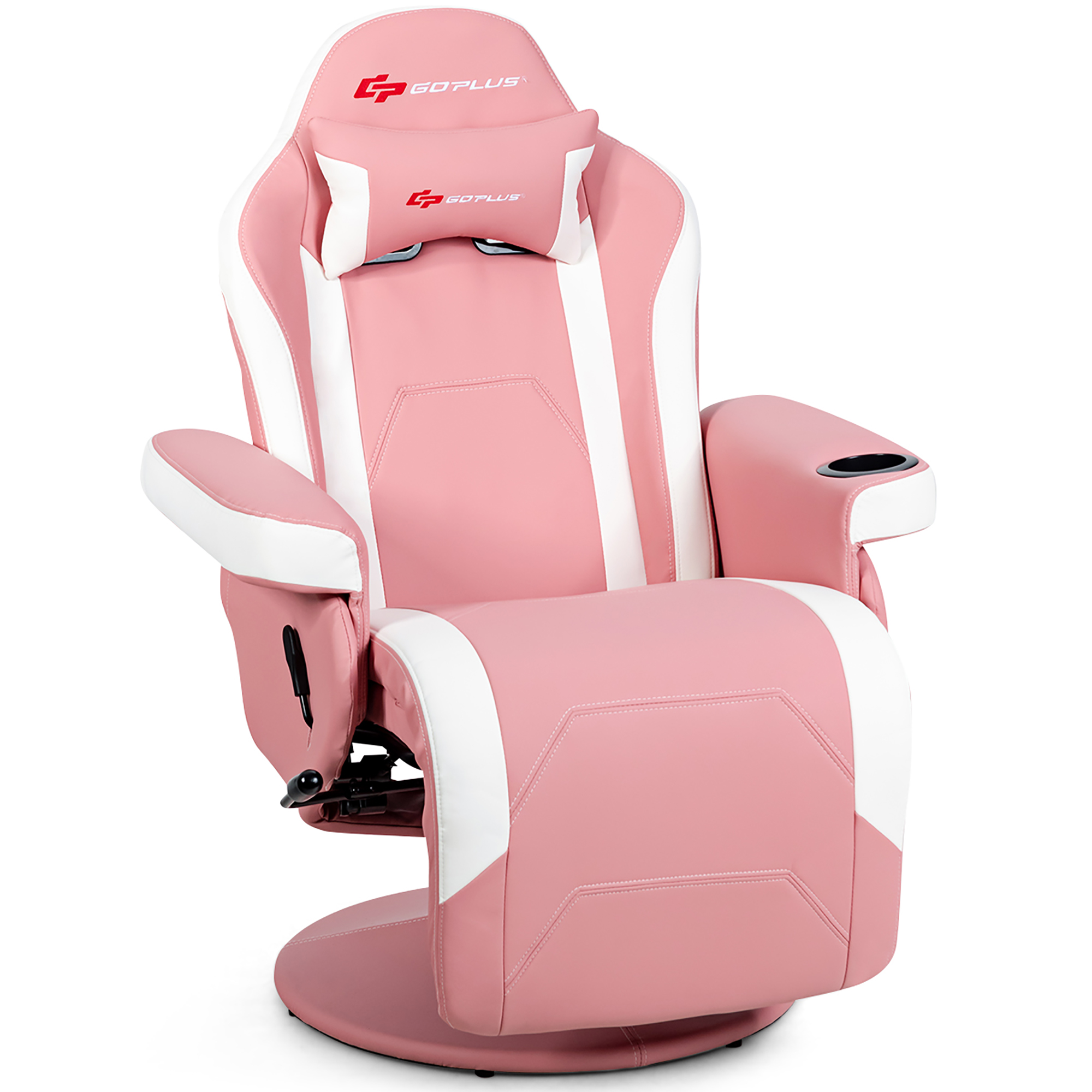 Photos - Sofa Costway Massaging Swivel Gaming Recliner - Pink HW63196PI 