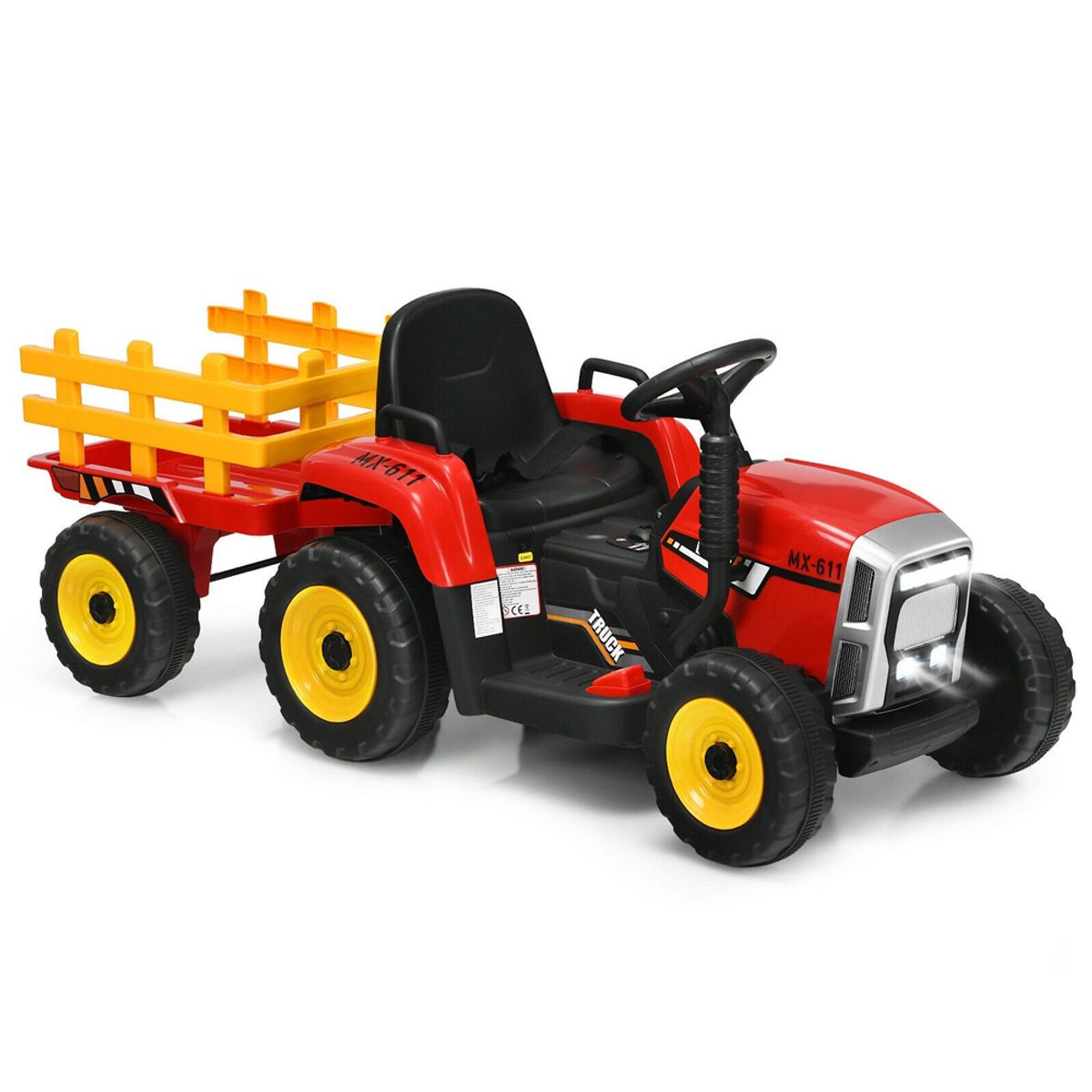 Photos - Kids Electric Ride-on Costway Kids' 12V Ride-on Tractor with Trailer and Parent Remote Control - Red TY327774US-RE