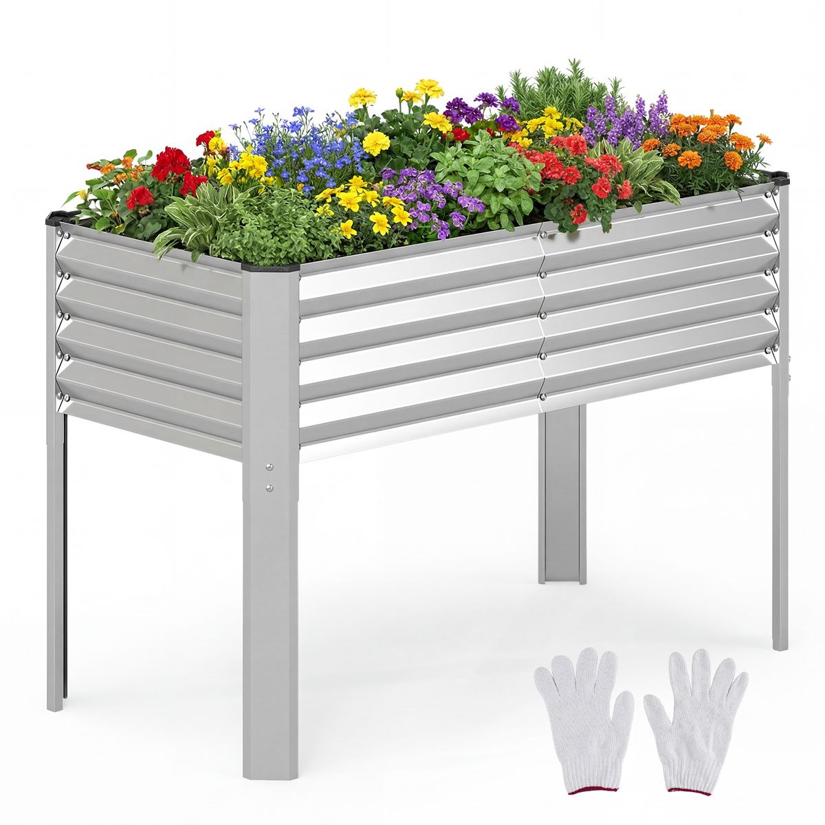 Photos - Flower Pot Costway Galvanized Steel Raised Garden Bed - Sliver-1 HCST13902 (1- or 2-Pack)