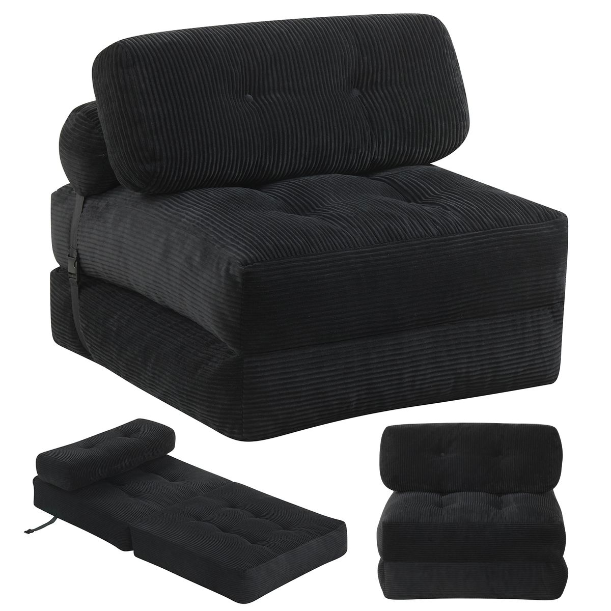Photos - Sofa Costway Folding Chair Bed - -Black HCST13680 