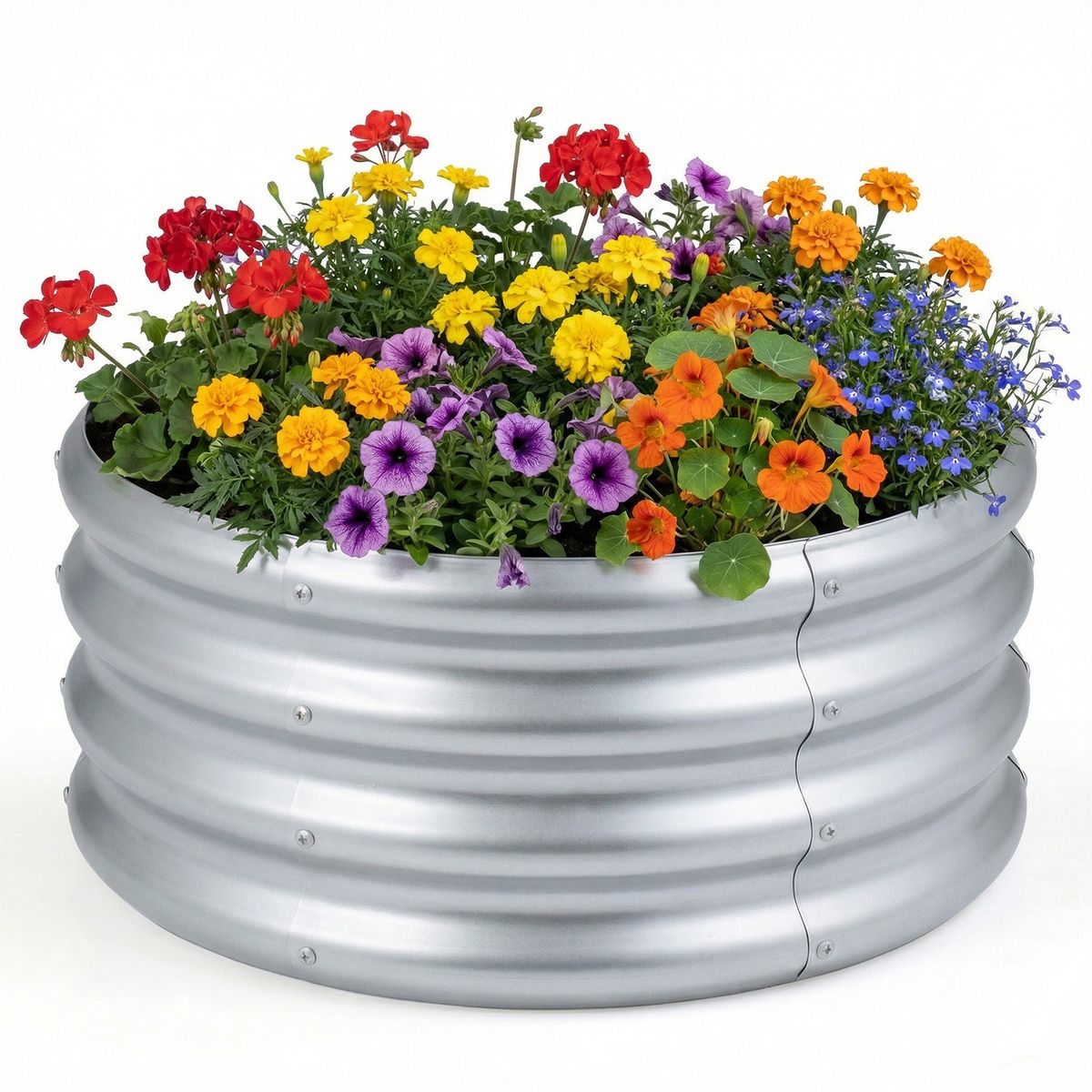 Photos - Flower Pot Costway Round Galvanized Raised Garden Bed  - 11.5” H-1 HCST14206 (1- or 2-Pack)
