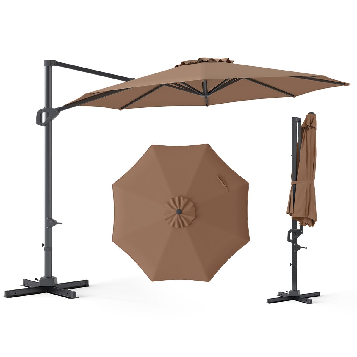 Photos - Parasol Costway Patio Cantilever Umbrella - 10 FT-Brown HCST13943 