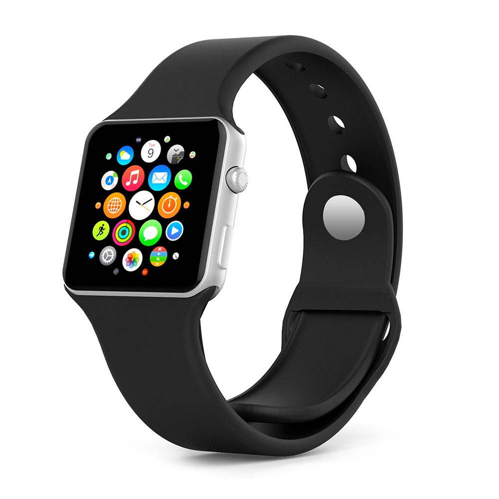 Photos - Watch Strap Waloo Waloo Silicone Band for Apple Watch - Silicone Band 42/44/45mm - Bla