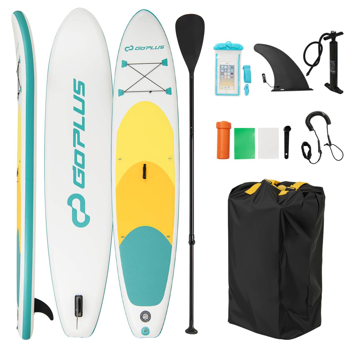 Photos - Paddleboard Costway 11' Inflatable Stand Up Paddle Board with Adjustable Paddle - Yellow HCST07441 