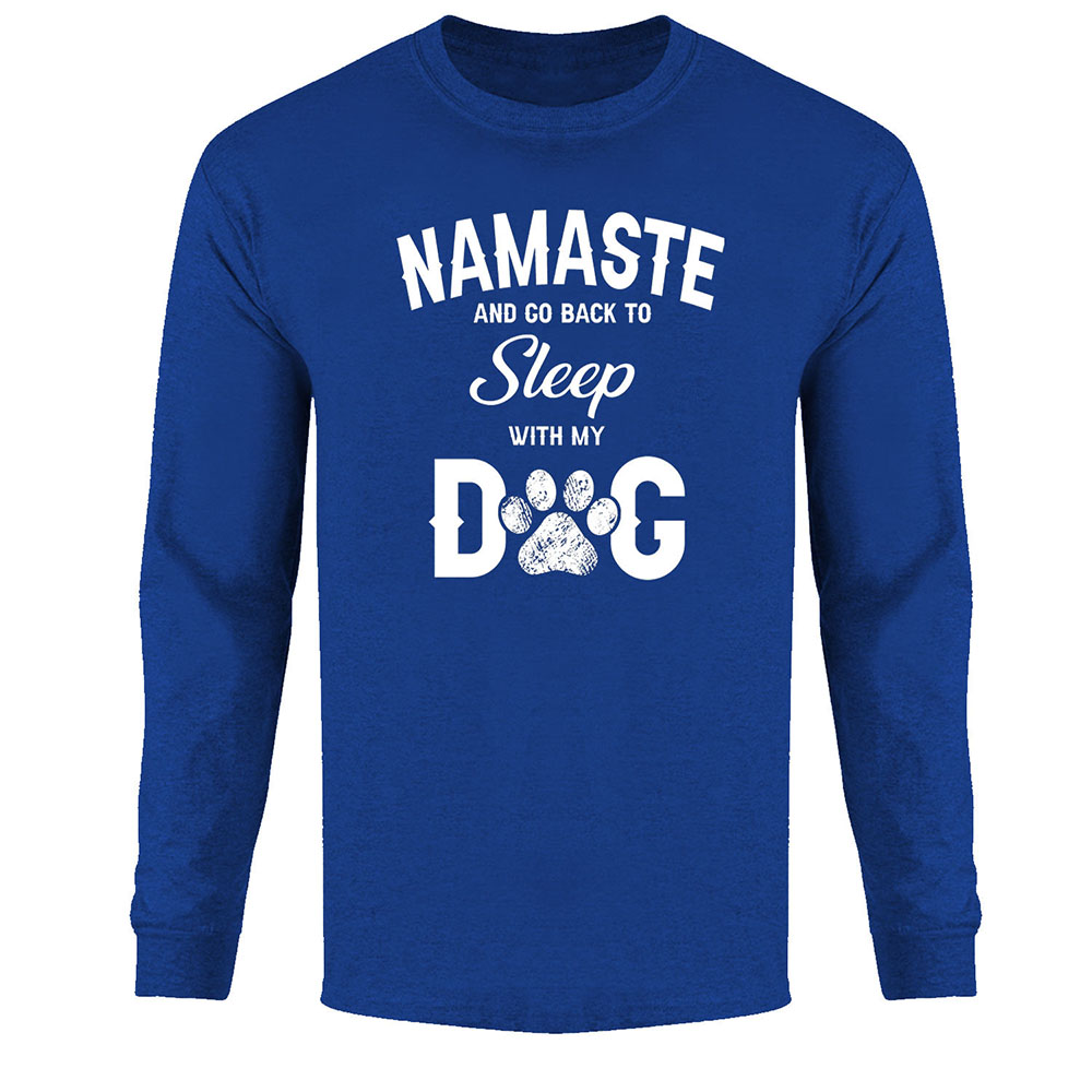 Men's Best Dog Ever Long Sleeve Shirt - Namaste - Royal / 2XL