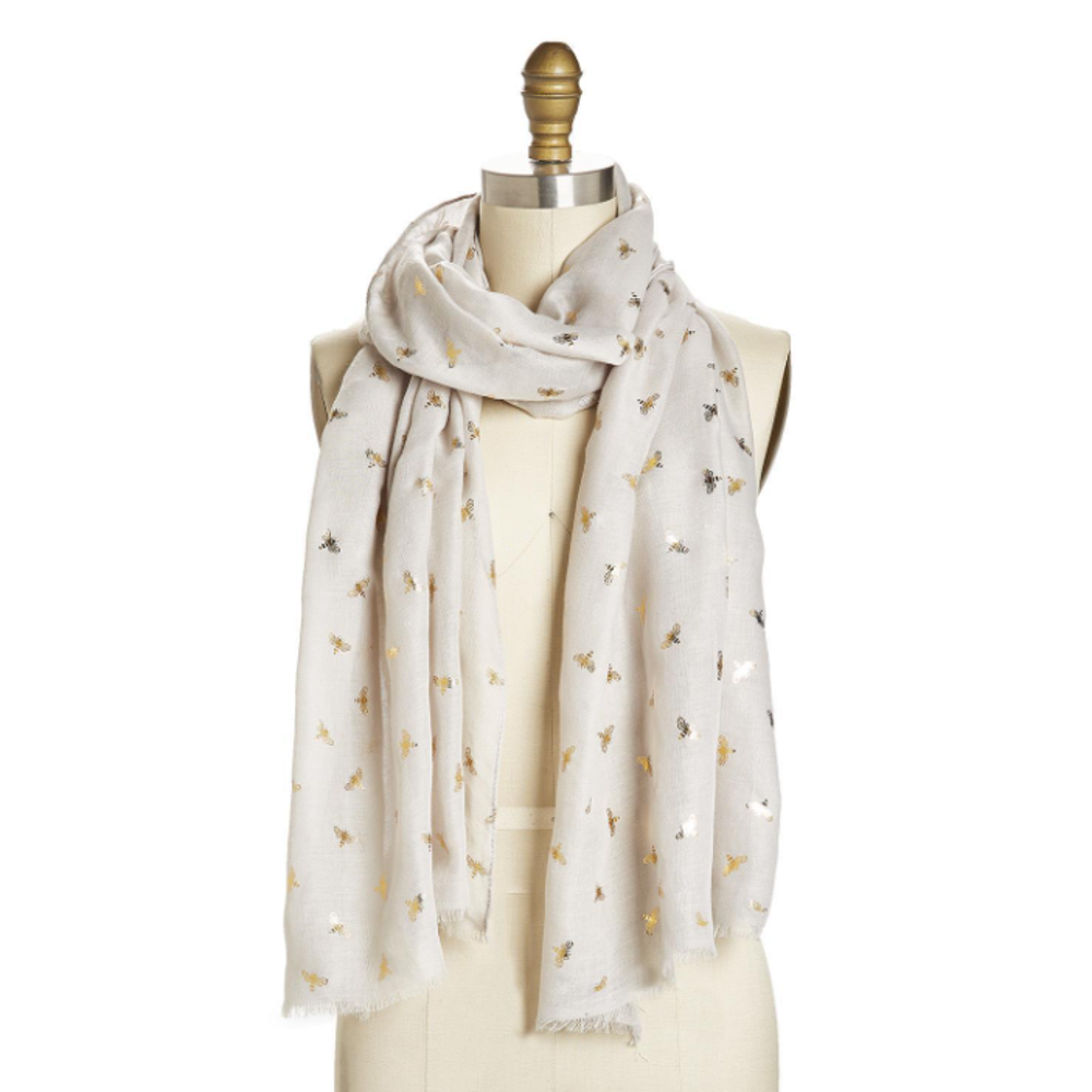 Betsy Bee Scarf - Light Gray Bee Scarf