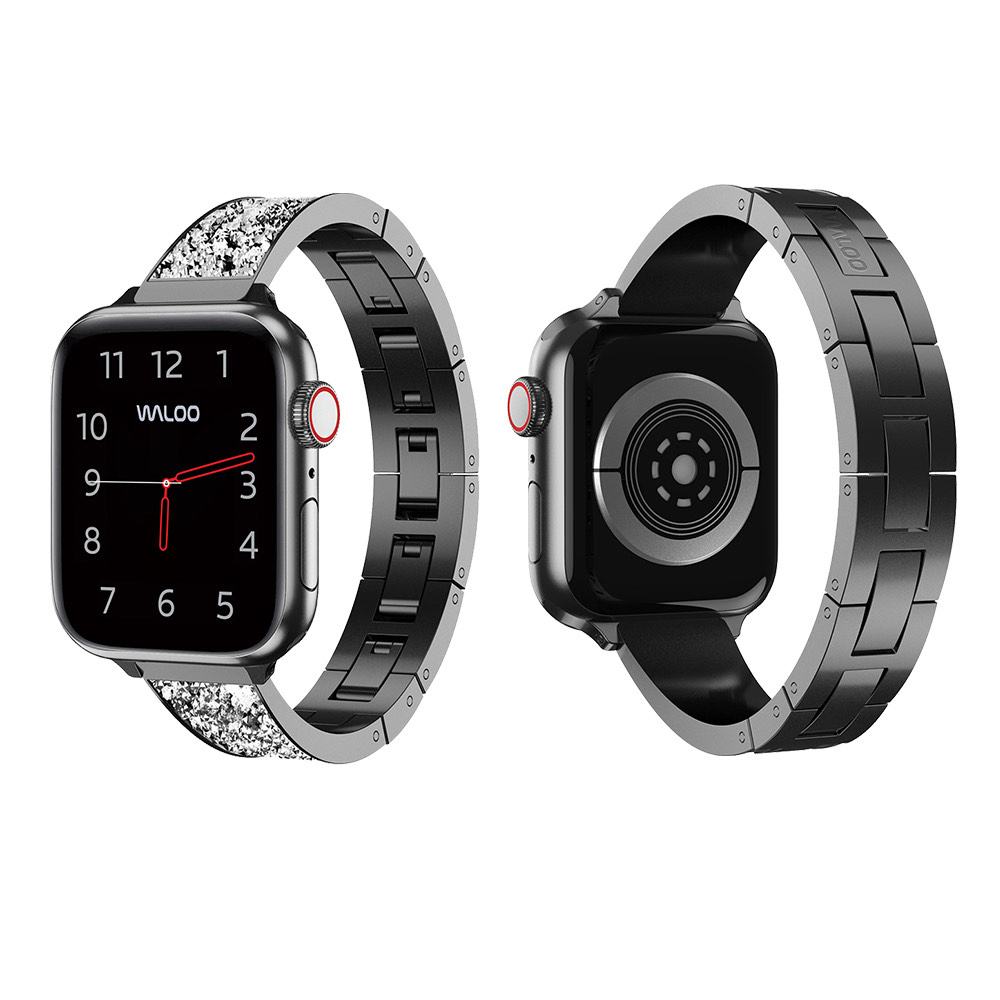 Photos - Watch Strap Waloo Diamond-Studded Bracelet Bands for All Apple Watch Models - Black 42