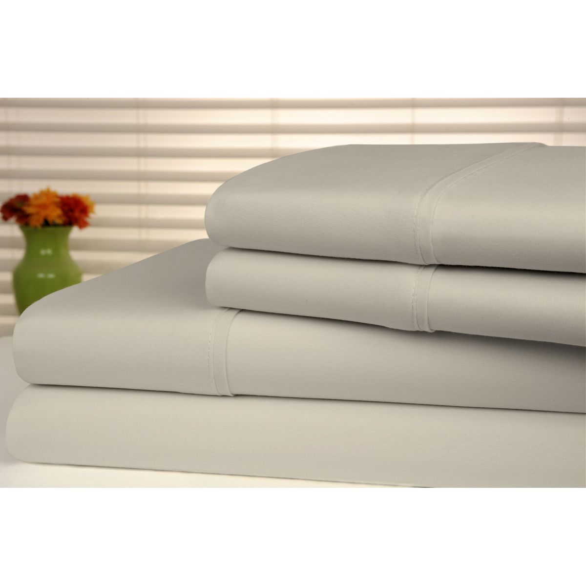 Photos - Bed Linen Private Label 1800TC Bamboo Blend 4-Piece Sheet Set with Deep Pockets - Qu