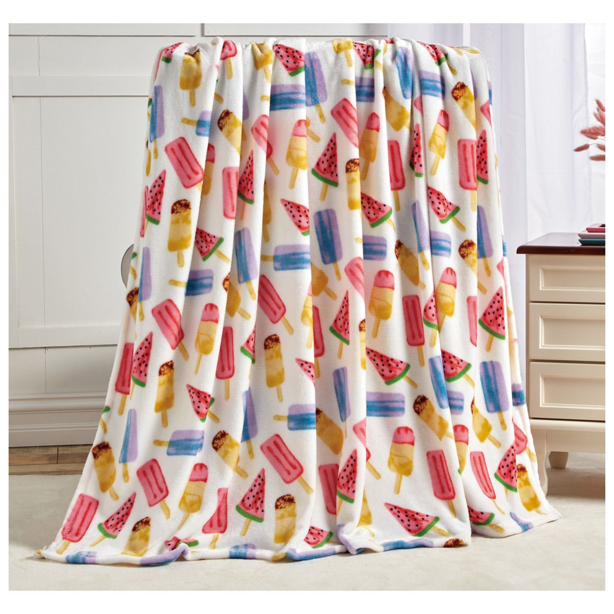 Photos - Duvet Noble House Noble House Summer Prints Microplush Throw Blankets - Ice Cream CE CREAM – THROW