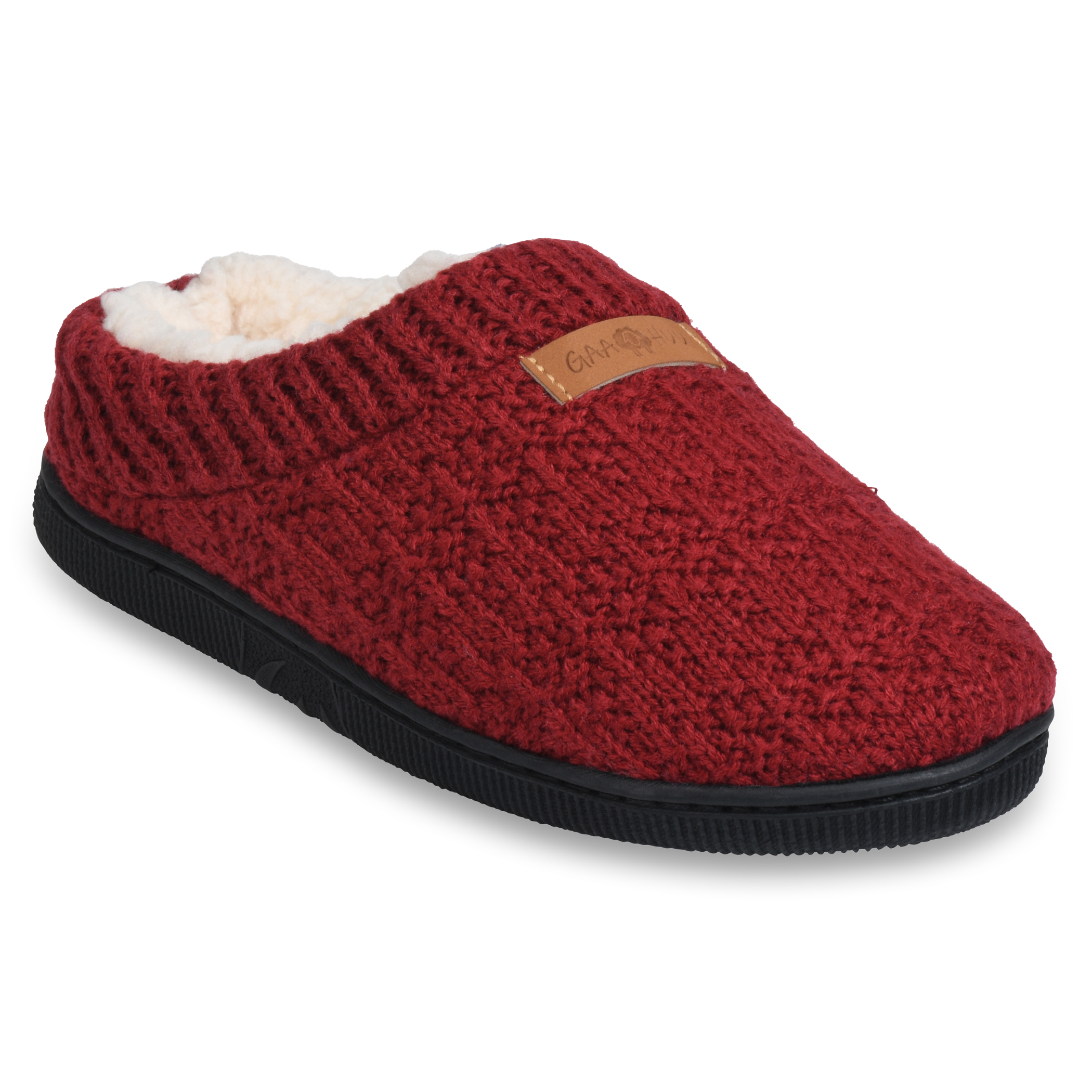 GaaHuu™ Women's Textured Clog Slipper with Rib Knit Trim - ruby medium