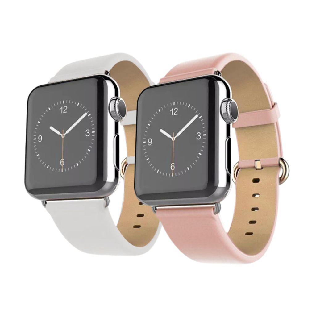 Waloo® Leather Grain Band for Apple Watch (2-Pack) - 38mm - White / Pink