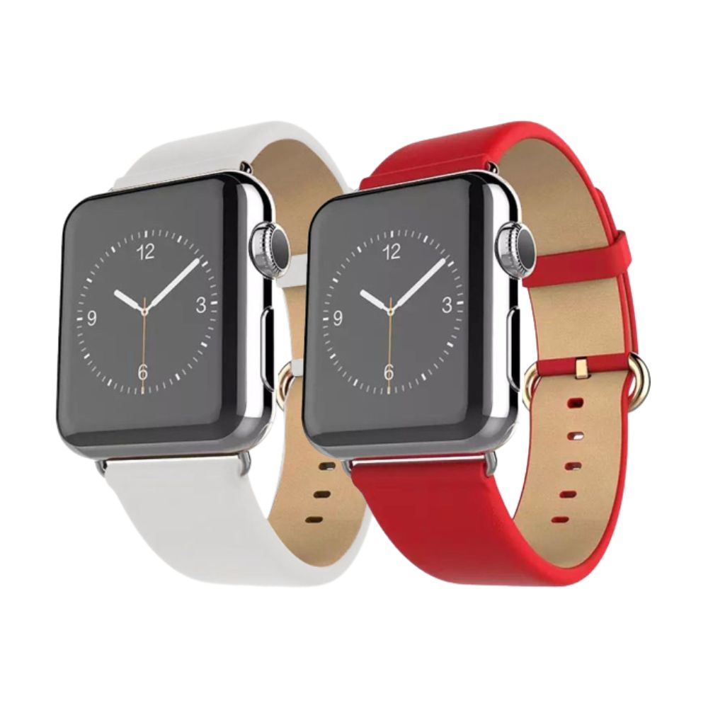 Waloo® Leather Grain Band for Apple Watch (2-Pack) - 42mm - White / Red