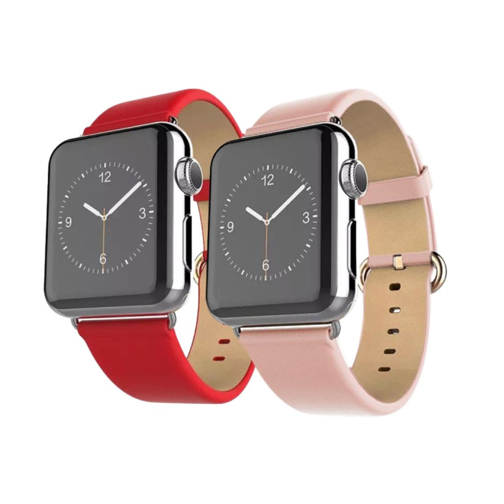 Photos - Watch Strap Waloo Waloo® Leather Grain Band for Apple Watch  - 42mm - Red / Pi(2-Pack)