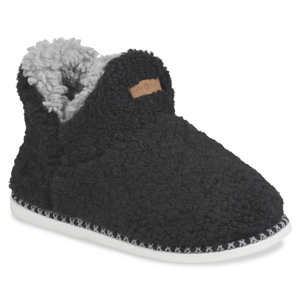 Women's Berber Slip-on Slipper Boot - black large