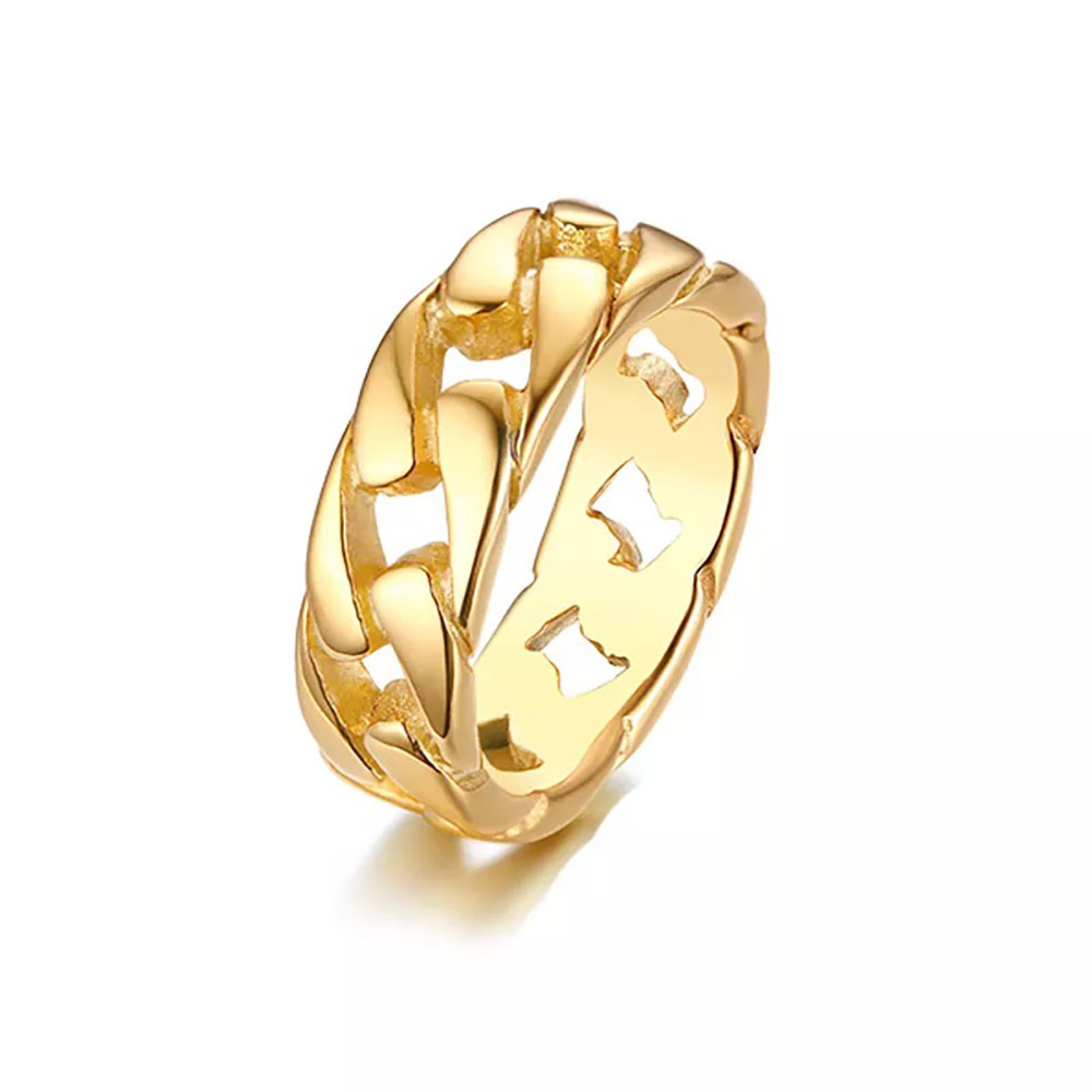 Photos - Ring Private Label Link Chain Stainless Steel  - GOLD SIZE 12 R-495-YELLOW-12