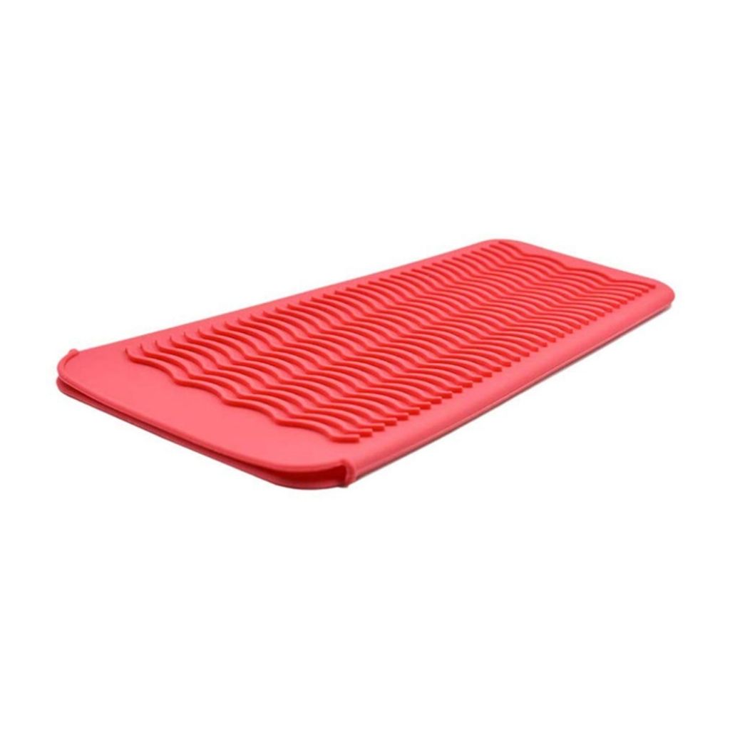 Photos - Hair Dryer Threaded Pear Curling Iron and Flat Iron Silicone Mat - Red IRONMATROSERED