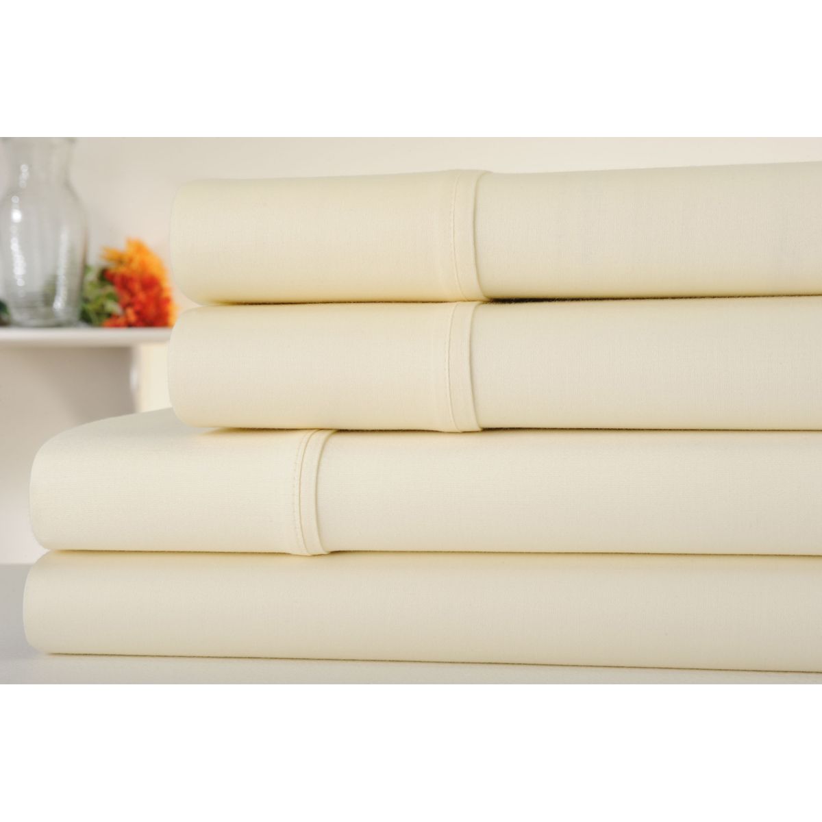 Photos - Bed Linen Luxury Home Luxury Home™ 1,000TC Egyptian Cotton Sheet Set - Queen - Ivory