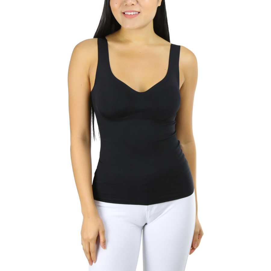Women's Seamless Torso Shaping V-Neck Shapewear Camisole - Women's Shapewear Cami - Black - S/M