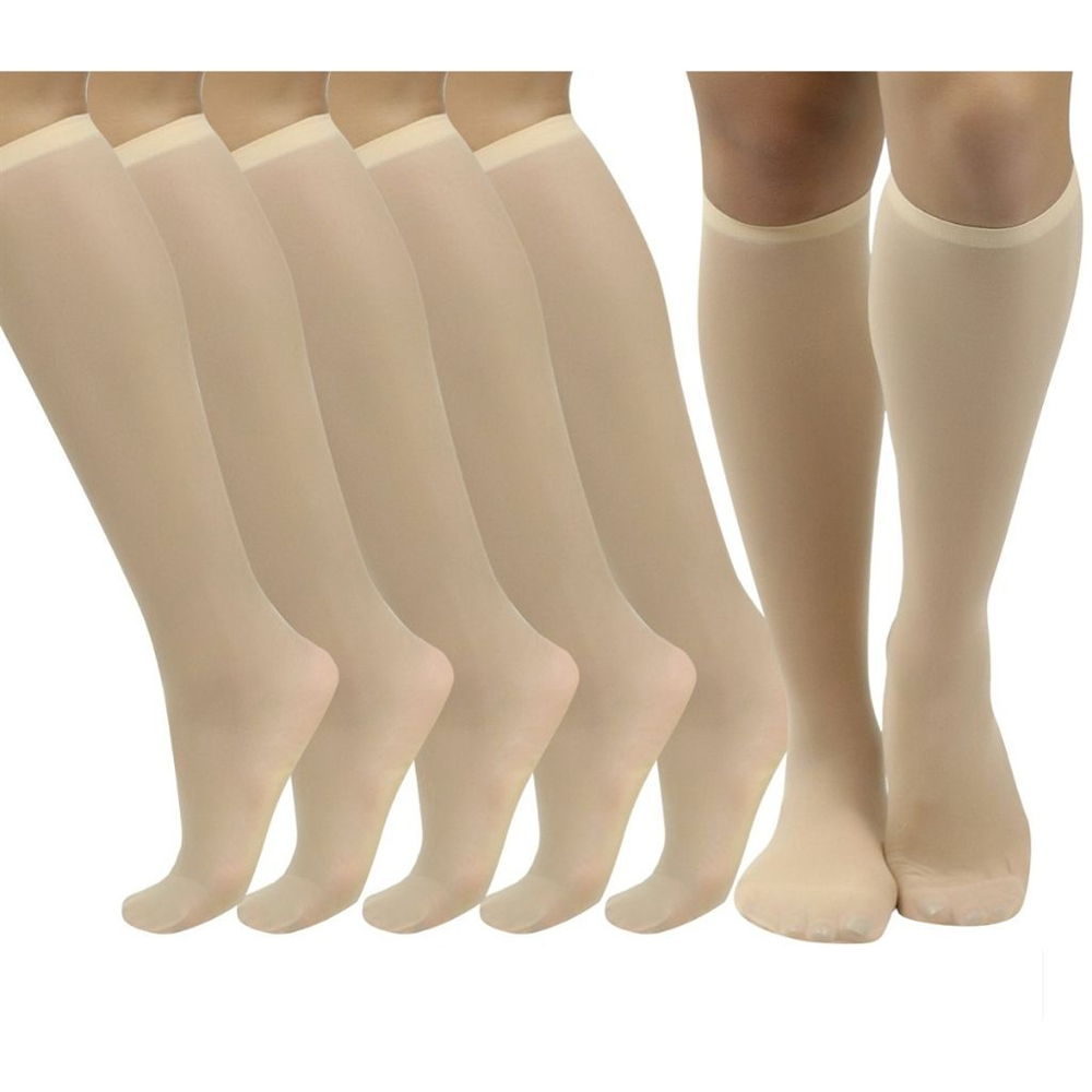 Women's Essential Knee-High Nylon Socks (6-Pack) - Beige
