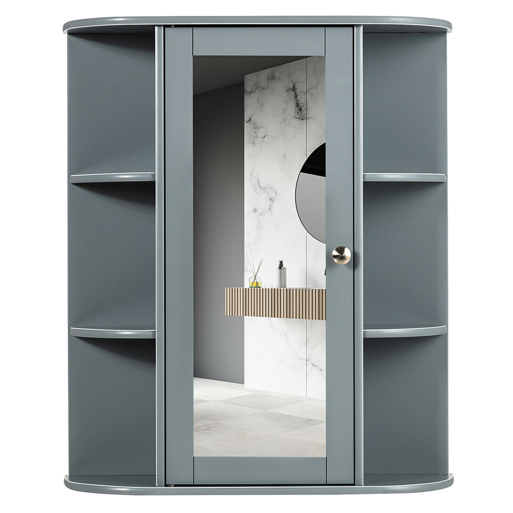 Photos - Wardrobe Goplus Wall-Mounted Bathroom Storage Medicine Cabinet with Mirror - Gray H