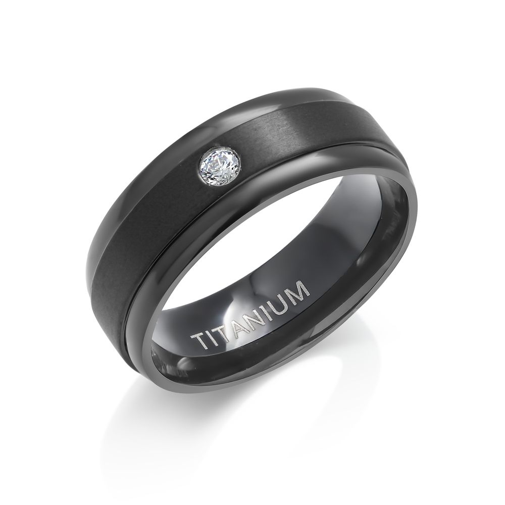 Photos - Ring Private Label Titanium Comfort Fit Band - CZ STYLE-8 TR-016-8