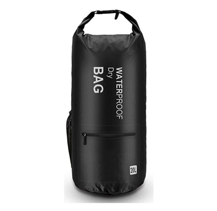 Waterproof Floating Dry Bag with 2 Exterior Zip Pockets - 10L - Black