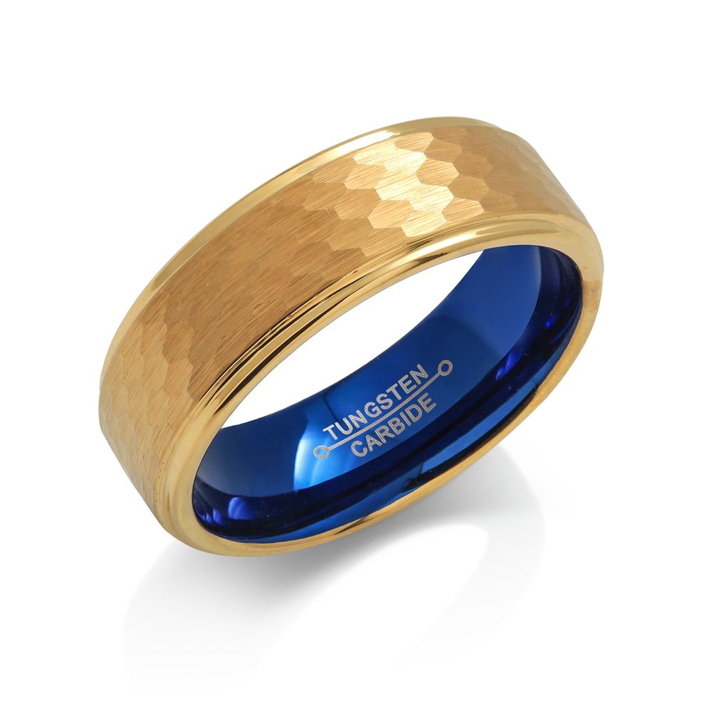 Photos - Ring Private Label Azury 8mm Tungsten Carbide Unisex Band  - GOLD STYLE SI