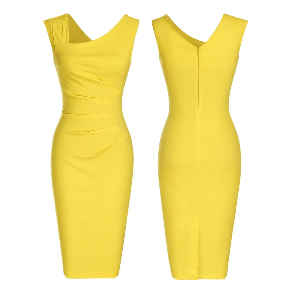 Haute Edition® Women's Retro Sleeveless Bodycon Dress - Medium - Yellow