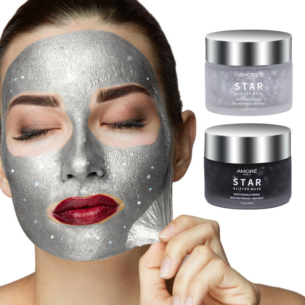 Amoré Paris™ Star Glitter Mask Moisturizing & Firming Treatment (2-Pack) - Silver / Black