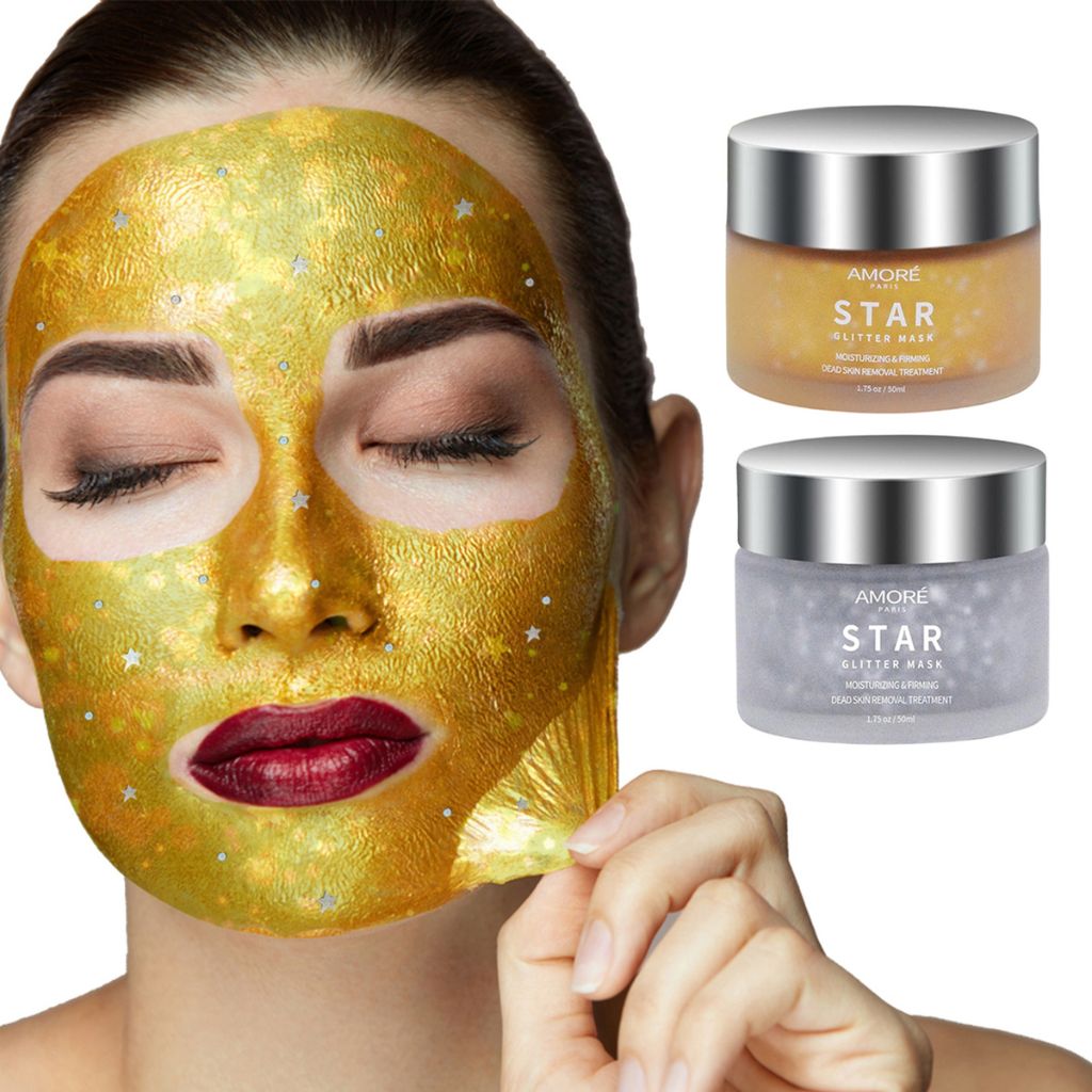 Photos - Facial Mask Amore Paris Amoré Paris™ Star Glitter Mask Moisturizing & Firming Treatment  - Gold / Silver BUN-2-MITGFM-SIL-GOL-70(2-Pack)