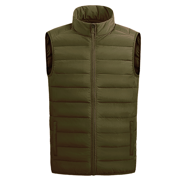 Men’s Full-Zip Lightweight Puffer Vest Jacket - Khaki - 2XL