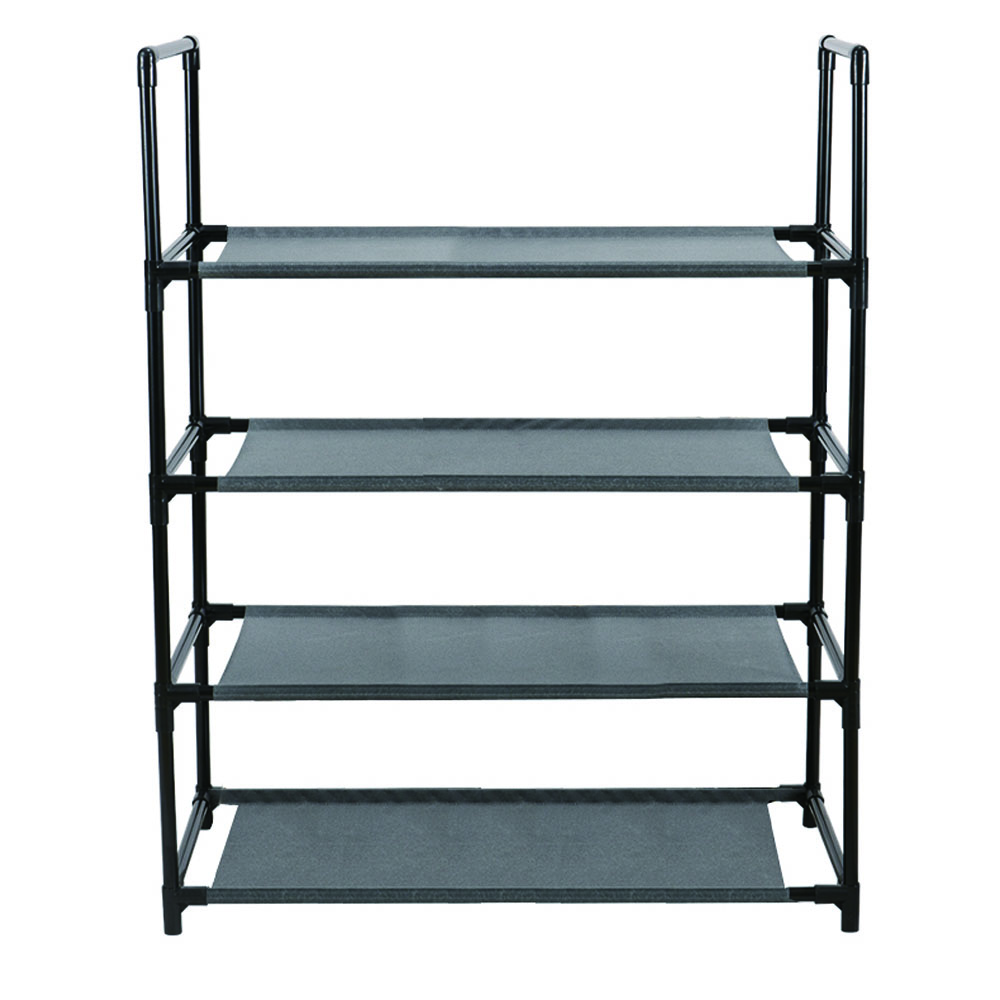 Space Saving 12 Pair Stackable Shoe Rack - Black