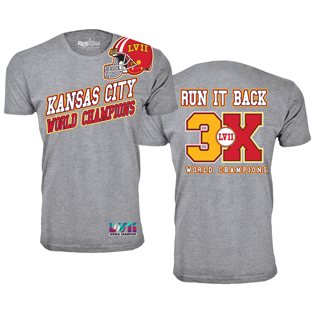 Men's Football Super Championship Shirt or Hoodie - Kansas City - T-Shirt - Angle - H.Grey / 3XL