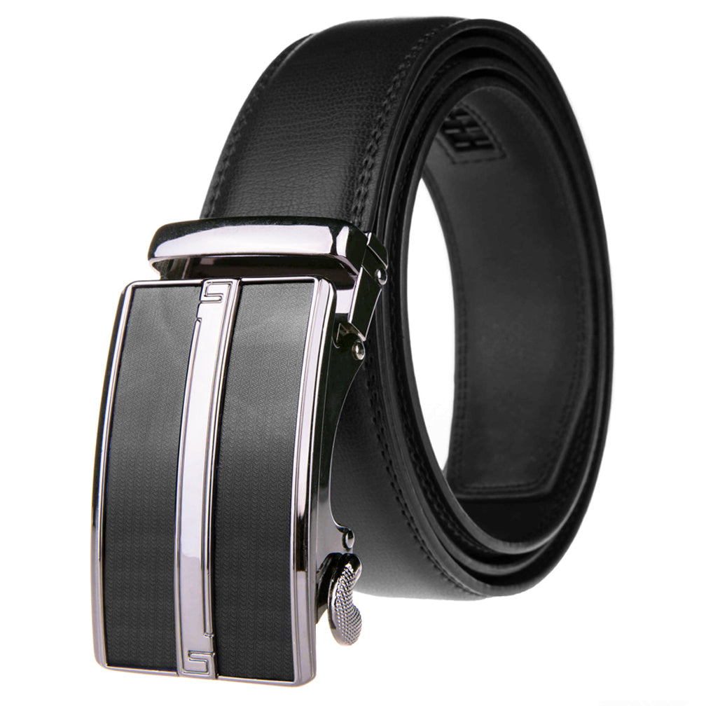 Men's Stripe Buckle Adjustable Ratchet Belt - BLACK / SMALL(32-34)