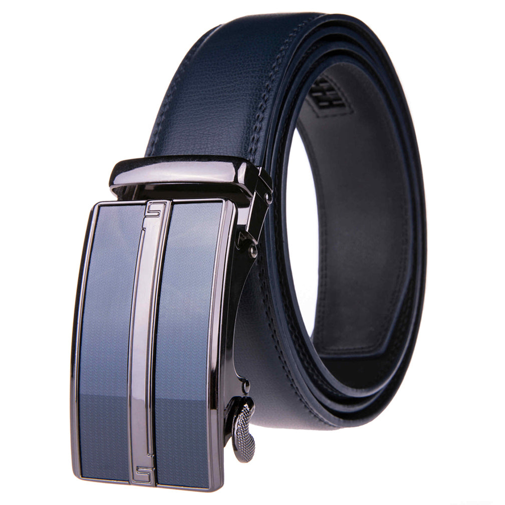 Men's Stripe Buckle Adjustable Ratchet Belt - NAVY / SMALL(32-34)