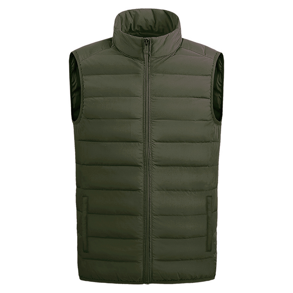 Men's Full-zip Warm Puffer Vest - Olive - X-Large