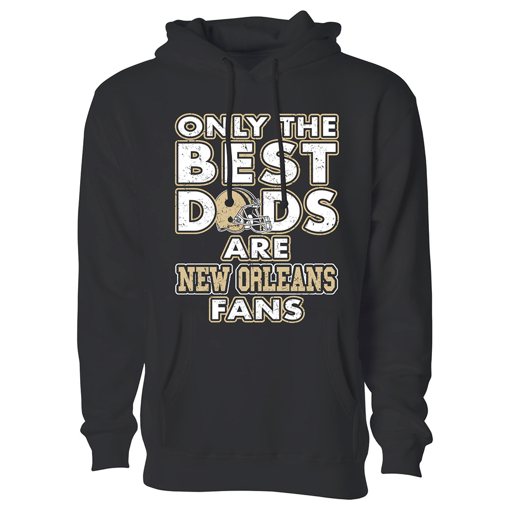 Men's Only The Best Dads Football Fan Pull Over Hoodie - New Orleans - Black / XL